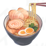 箸でラーメンを食べようとする画像　フリー画像